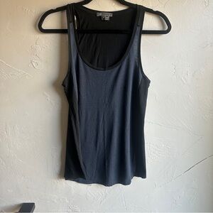 Vince Blue & Black Tank Top S Pima Cotton Modal Minimalist Luxury Basic Capsule